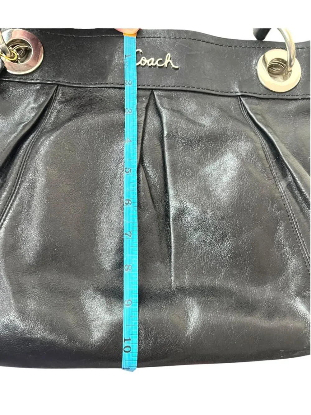 Coach Ashley Leather Hippie Pleated Shoulder Bag